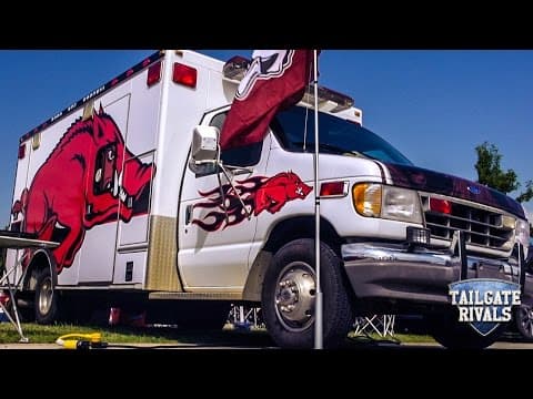 INSANE Tailgate Ambulance 🤯 Arkansas “Hogulence” Build (TVs, Grills & Setup) — Arkansas